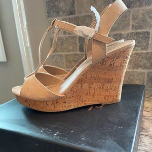 Charles David "Lucas" tan wedges. Size 7. Brand new in Box!